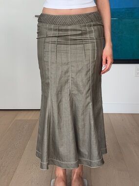 Lucien Daunois Green Midi Pleated Skirt